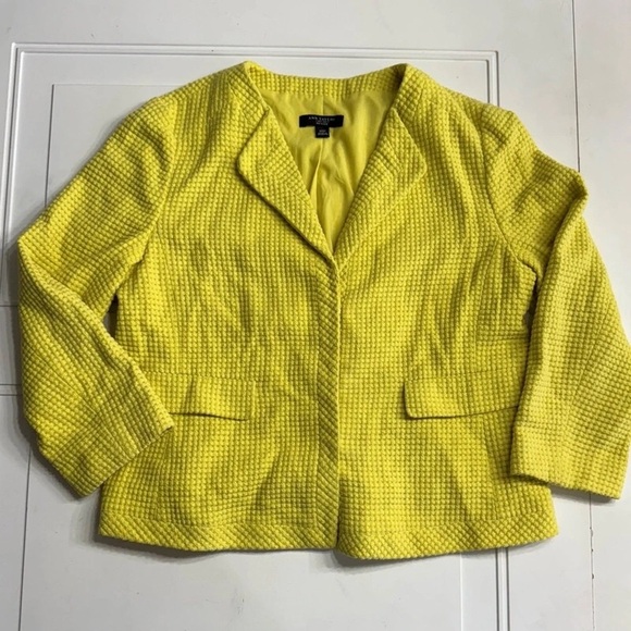 Ann Taylor Bright Yellow Textured Blazer - Picture 1 of 8